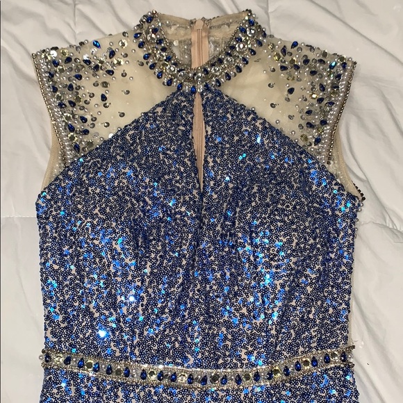 Silver and Blue Sequin Gown - Picture 2 of 5